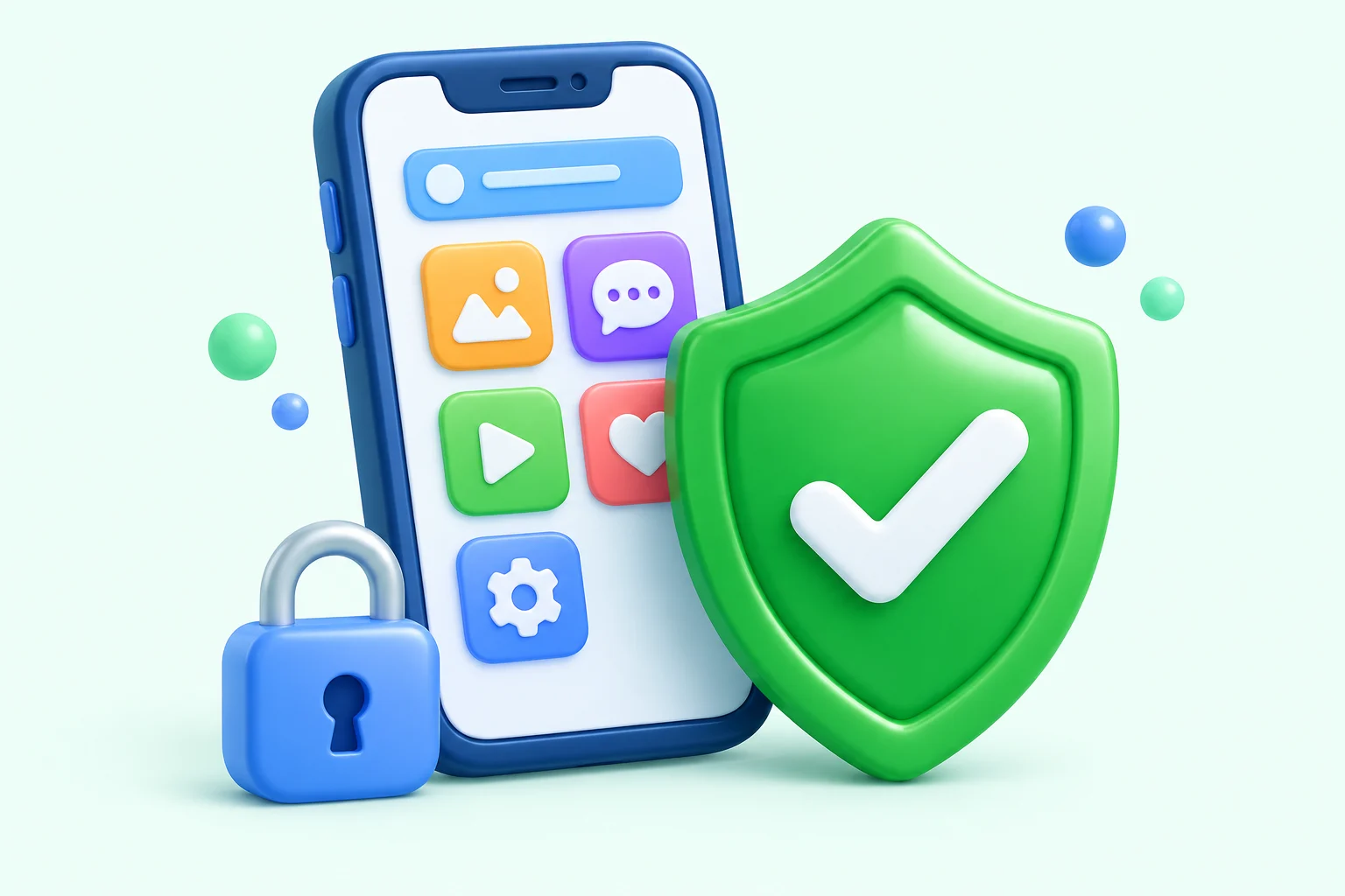Phone with a green security shield